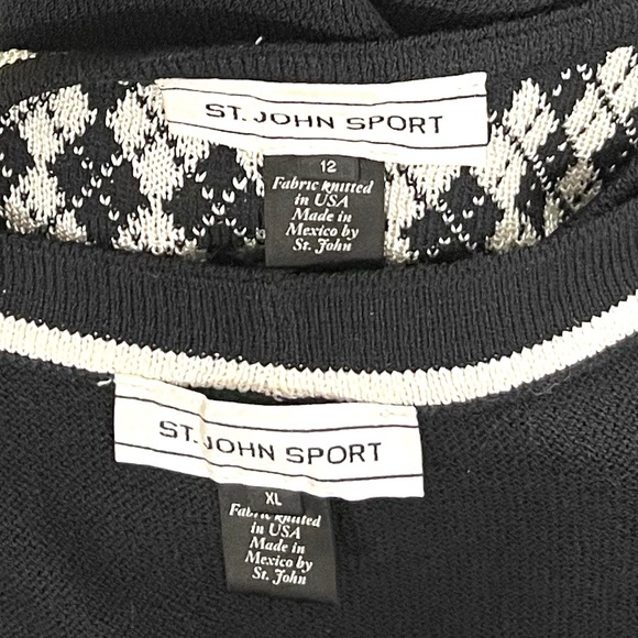 St. John Sports Women’s 2PC Knit Dress Suit Dress & Cardigan Black/White Size XL - Picture 9 of 11
